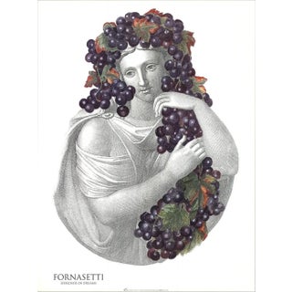 Late 20th Century Piero Fornasetti 'Portrait with Grapes' Offset Lithograph For Sale