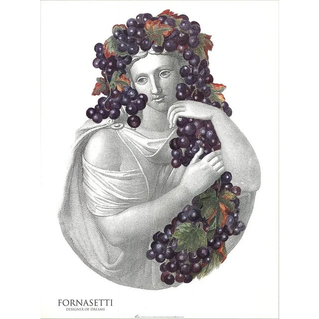 Late 20th Century Piero Fornasetti 'Portrait with Grapes' Offset Lithograph For Sale