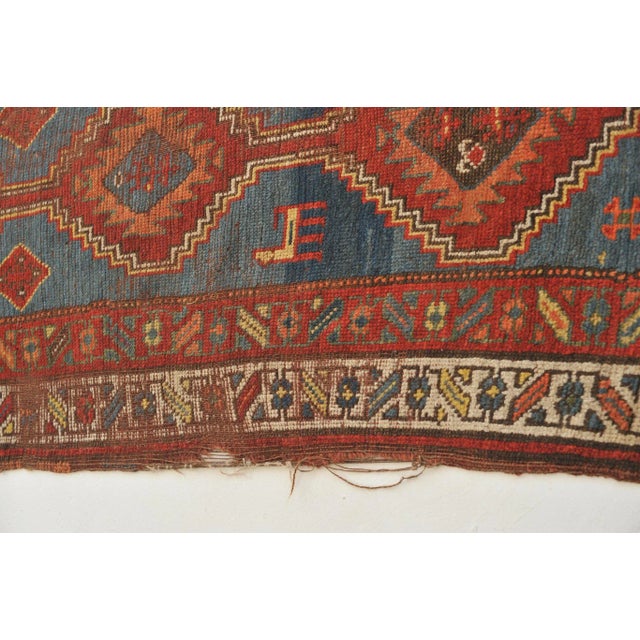 1930s Nomadic Blue, Terracotta, Red and Camel Runner Rug , 3.2 x 8.9 For Sale - Image 10 of 11