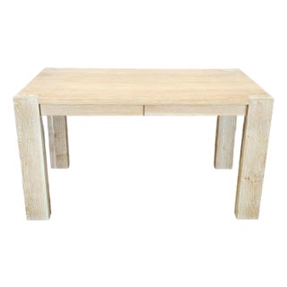 Crate and Barrel Terra Light Wood Desk With Two Drawers For Sale