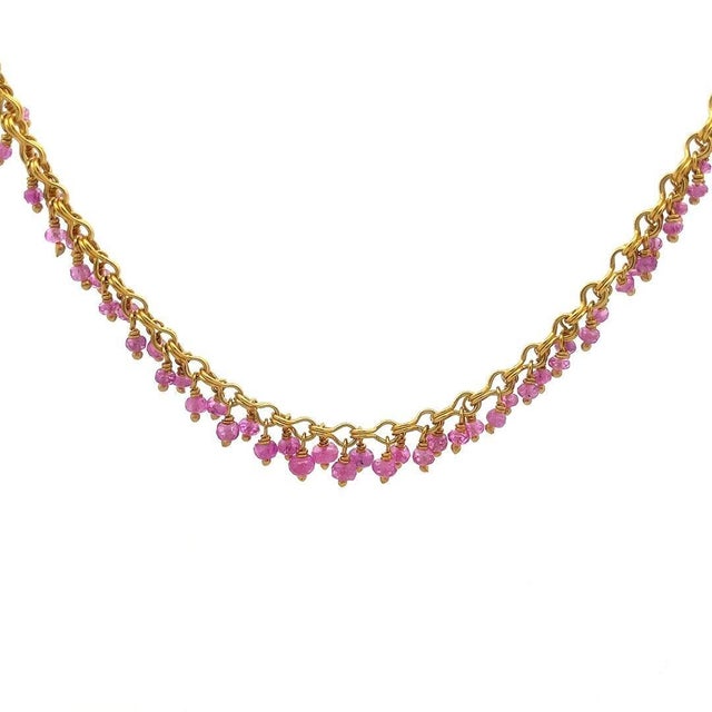 Metal Gold 22k Gemstone Necklace Yellow Genuine Dangle Bead Collar Style For Sale - Image 7 of 8