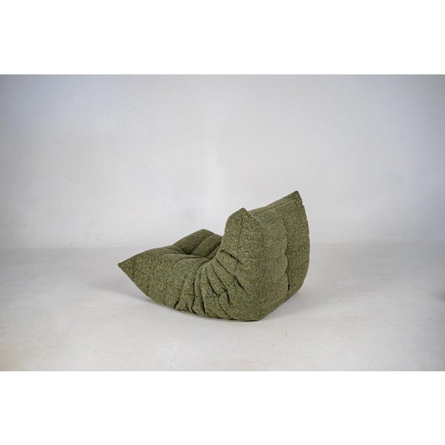 Togo Lounge Chair and Khaki Tweed Fabric by Michel Ducaroy for Ligne Roset, 1973, Set of 2 For Sale - Image 10 of 18