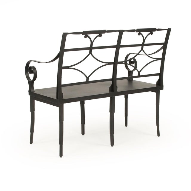French Ranier Circle Arch Iron Bench, Antique Black For Sale - Image 3 of 5