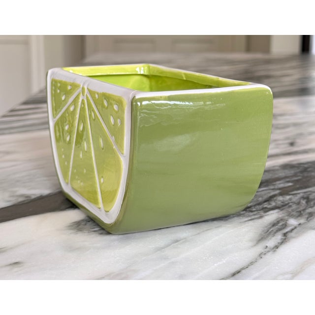 Vintage Lime Motif Vase or Napkin Holder For Sale - Image 9 of 16