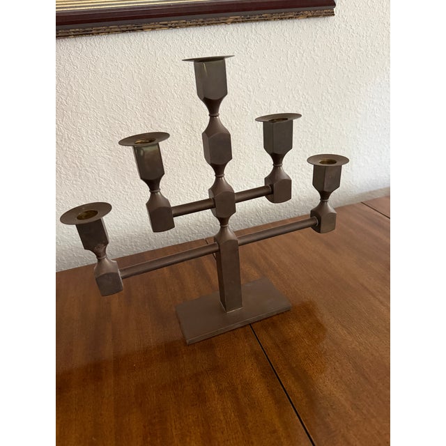Beautiful heavy duty Gusum candelabra. 1983. Made in Sweden by Highly regarded Berndt Karlsson as marked with his...