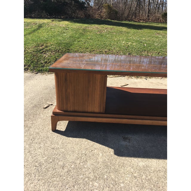 MidCentury Lane Tambour Door Coffee Table With Glass Top Chairish