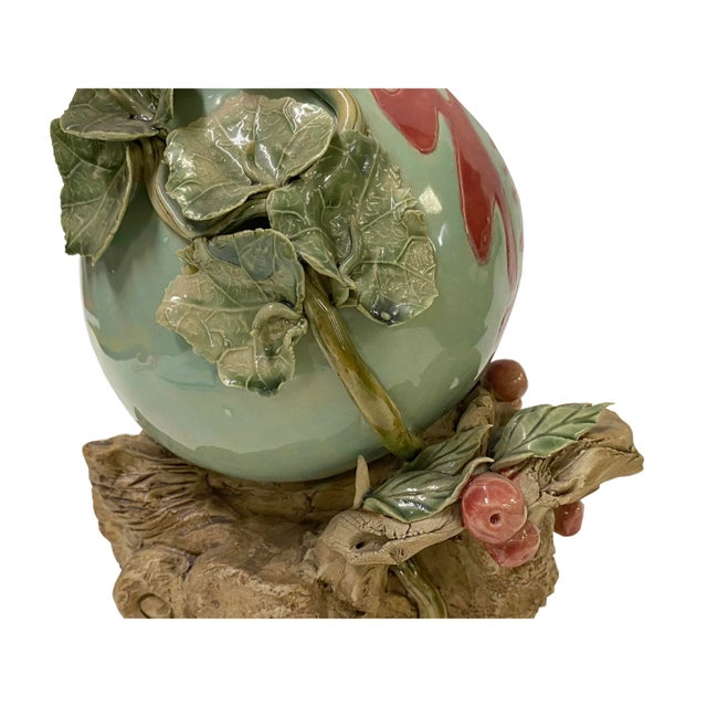 Handmade Light Green Ceramic Artistic Gourd Figure Display Art For Sale - Image 10 of 11