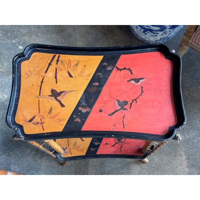 19th Century 19th Century English Bamboo and Lacquer Side Table For Sale - Image 5 of 8