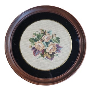 1800s Victorian English Petit Point Floral Embroidery Wall Hanging For Sale