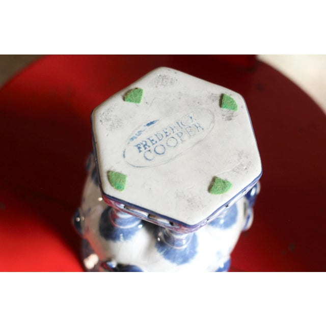 1970s Frederick Cooper Blue and White Ram Vase For Sale - Image 10 of 10
