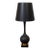 1960s Mid Century Modern American Black Ceramic Lamp With Brass and Wood Base For Sale