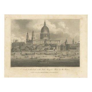 Pugh, St Pauls Cathedral with the Lord Mayors Show on the Thames, 1804, Engraving For Sale