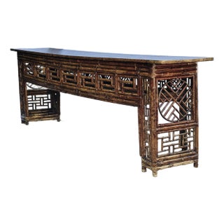 19th Century Nine Foot Chinese Bamboo Altar Table For Sale