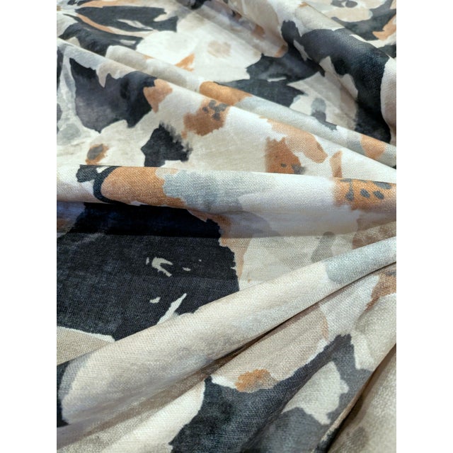 Fabricut "Perseids" Charcoal Watercolor Floral Velvet Fabric- 7.8 Yards For Sale In Los Angeles - Image 6 of 9