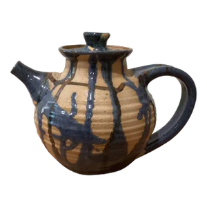 Vintage Stoneware Drizzled Glazed Studio Pottery Teapot by Allison Fisher England