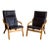 Pair of Danish Stouby Leather Lounge Chairs Bentwood Frame – Mid-Century Modern Armchair 1960s For Sale