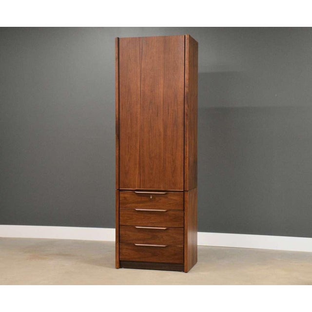Mid-Century Modern 1960s Walnut Tall Armoire Dresser by Barzilay For Sale - Image 3 of 14