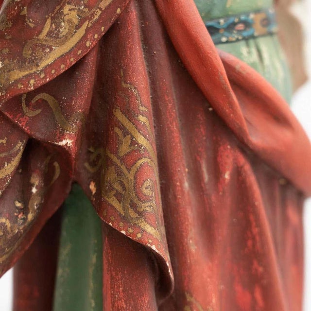 Plaster Hand Painted Traditional Figure of a Saint, 1940s For Sale - Image 14 of 15
