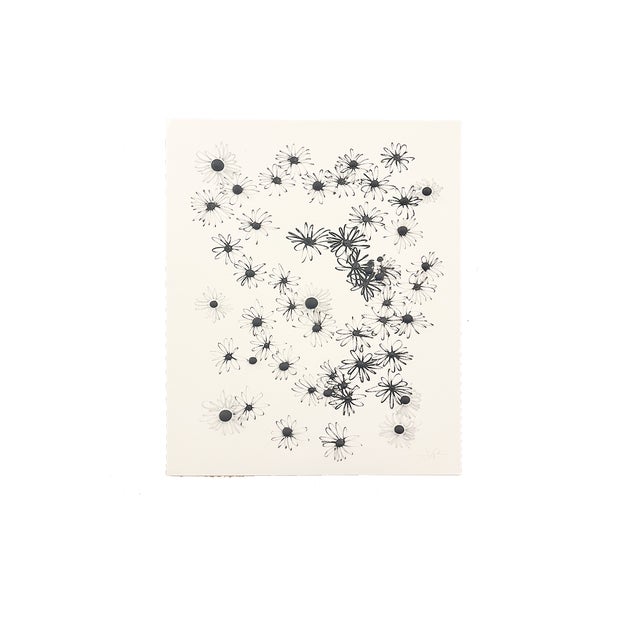 Wood pieces, gesso and ink on paper in white shadow box.