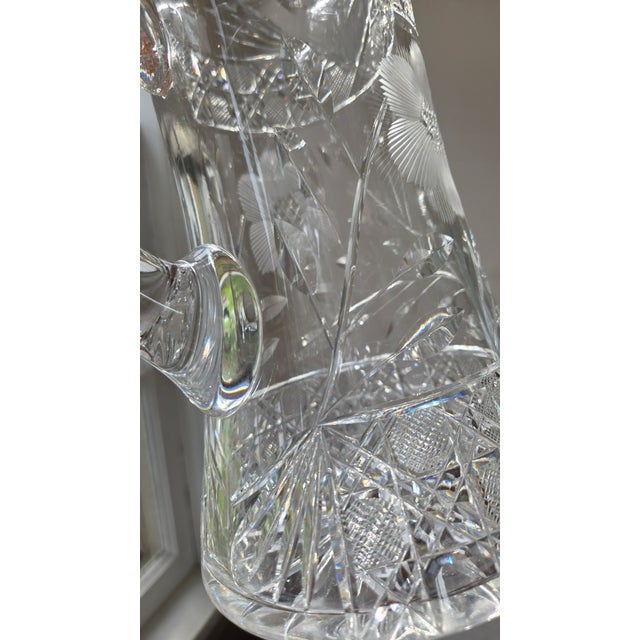 Vintage American Brilliant–Style Cut Lead Crystal Water Pitcher For Sale - Image 17 of 18