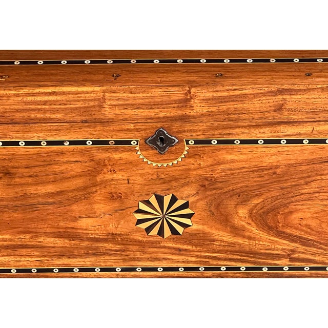 Dutch Colonial Inlaid Camphorwood Trunk/Chest on Stand For Sale - Image 9 of 13