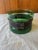 Vintage glass ice bucket in a beautiful emerald color. Very French. Probably from the 60s The decorative leather band has...