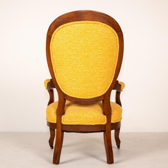 Late 19th Century Antique Mahogany Balloon Back Parlor Chair with Footrest - Set of 2 For Sale - Image 9 of 13