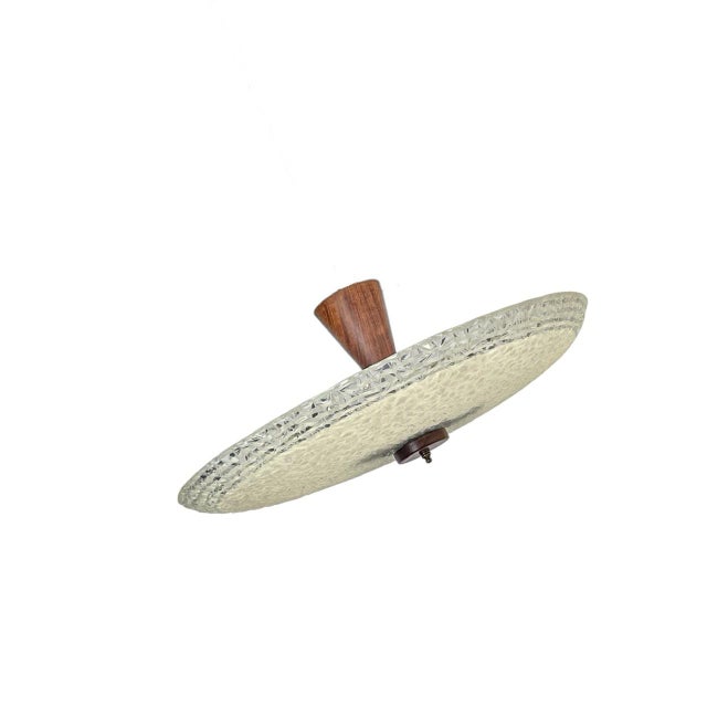 Large Vintage Flush Mount in Teak and Glass, 1960s For Sale - Image 6 of 11