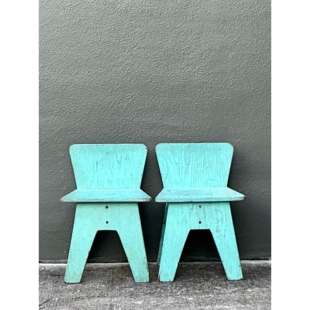 Vintage Boho Primitive Low Chairs - A Pair For Sale In West Palm - Image 6 of 9