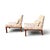 A pair of slipper chairs with bolster pillows by Edward Wormley for Dunbar.