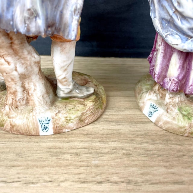 Ceramic Early 20th Century Albert Stahl Furniture Mender and Hardware Woman - Travelling Peddler Figurines. Set of 2 For Sale - Image 7 of 13