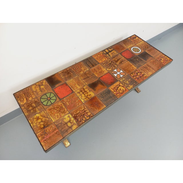 Vintage Rectangular Coffee Table in Steel and Ceramic, 1960s For Sale - Image 9 of 16