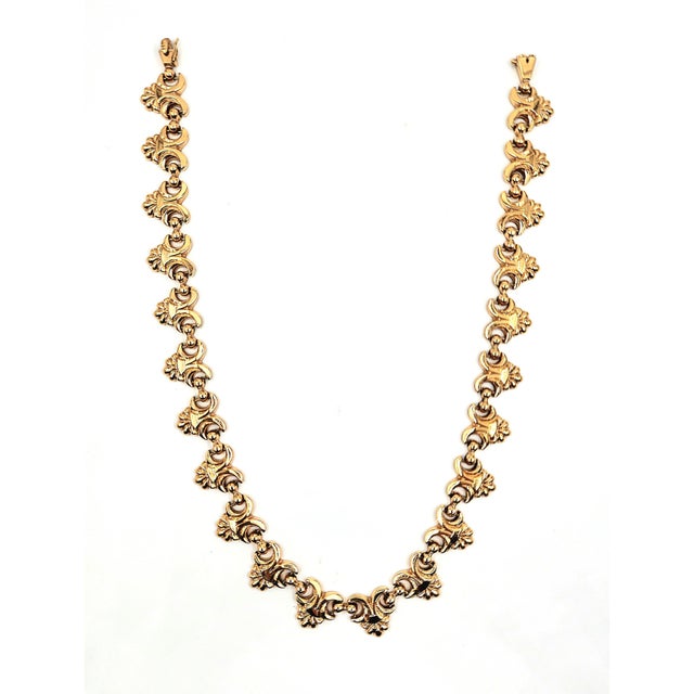 Gold Vintage Fleur De Lis 18k Yellow Gold Necklace For Sale - Image 8 of 8