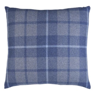 Schumacher Montana Wool Plaid 18" Pillow In Slate For Sale