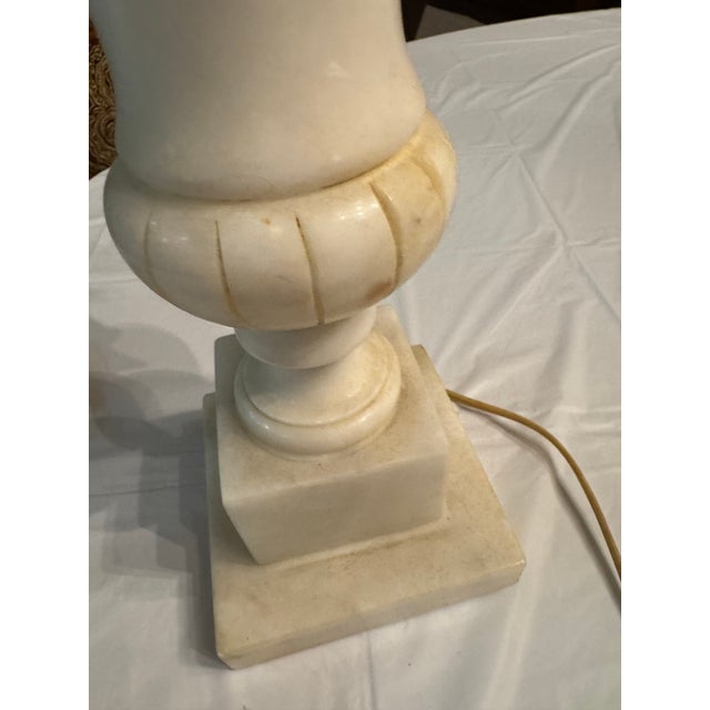 Italian Antique Italian Hand Carved Alabaster Table Lamp For Sale - Image 3 of 4