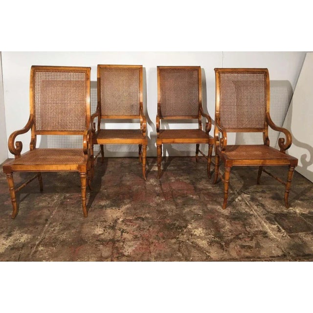Set of 4 Cane Dining Chairs For Sale - Image 4 of 7
