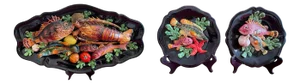 Fish and Seafood Dishes from Vallauris, Set of 3