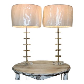 Modern Blue Aqua Agate Lamps - a Pair For Sale