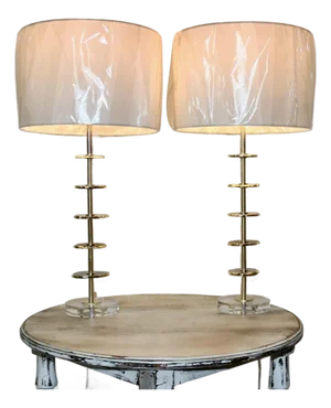 Modern Blue Aqua Agate Lamps - a Pair