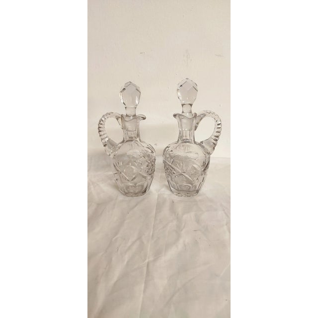 Metal and Carved Glass Vinegar Set, France, 1950s, Set of 3 For Sale - Image 10 of 13