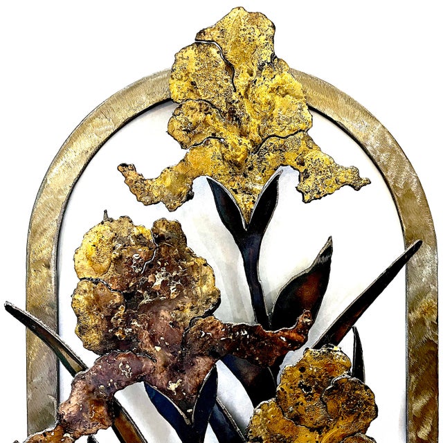 Blooming Iris - 1990's 3-Dimensional Steel Wall Sculpture by Sam Briseno For Sale - Image 4 of 14