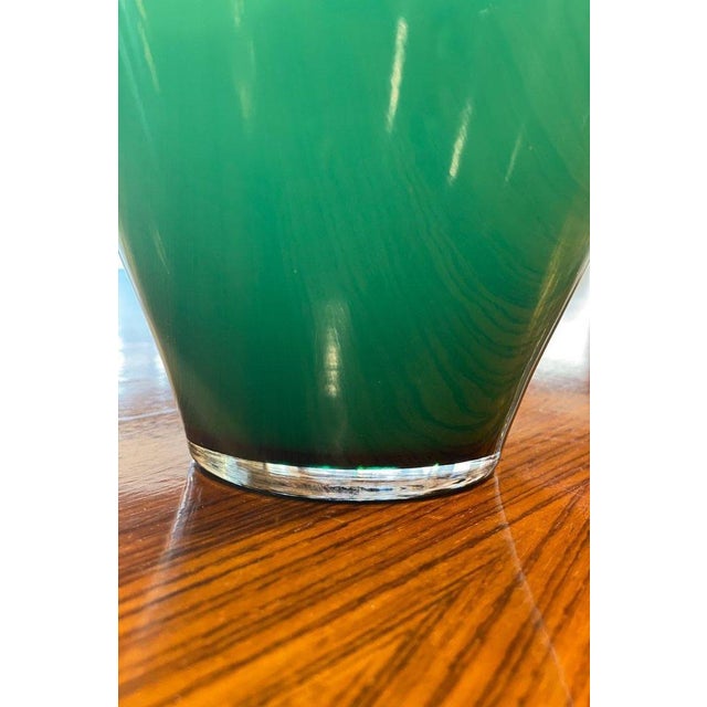 Green Glass Vase with a Milk Glass Interior, 1960 For Sale - Image 6 of 8