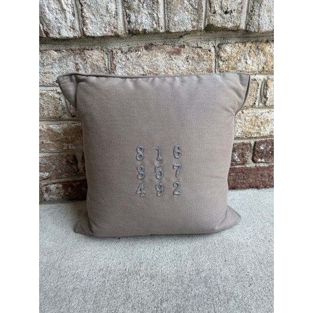 Modern Vintage Embroidered Jean Francois Lesage Pillow With Numbers For Sale - Image 3 of 10