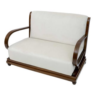 Art Deco Italian Walnut and Velvet Sofa, 1920s For Sale