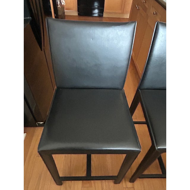 Set of 5 Crate & Barrel Black Faux Leather Counter Stools ~2006 For Sale In Chicago - Image 6 of 7