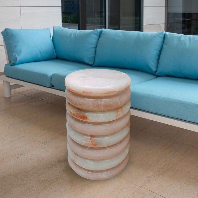 Onyx and Marble Side Table by Forzini For Sale - Image 4 of 7