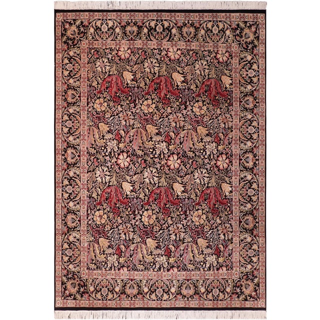 Shabby Chic 1990's Gulshan Pak-Persian Black/Red Wool Rug - 8'1'' X 9'10'' For Sale - Image 9 of 9