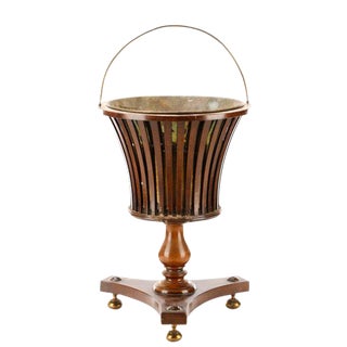 William IV Slatted Mahogany and Brass Wine Cooler, Can Be a Great Pedestal Plant Holder, Decorative, Room Accessory For Sale
