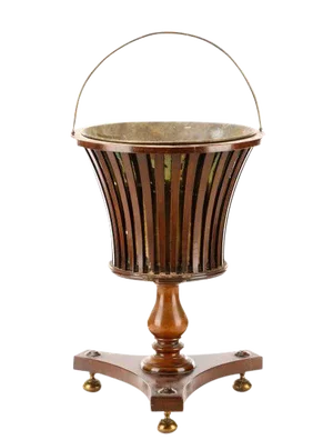William IV Slatted Mahogany and Brass Wine Cooler, Can Be a Great Pedestal Plant Holder, Decorative, Room Accessory
