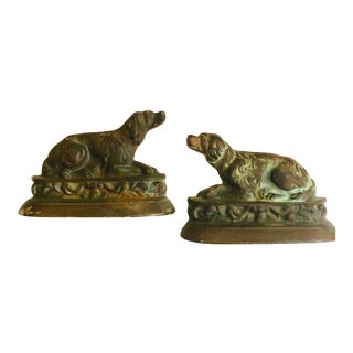 Vintage Cast Iron Spaniel Dog Bookends 1930’s For Sale